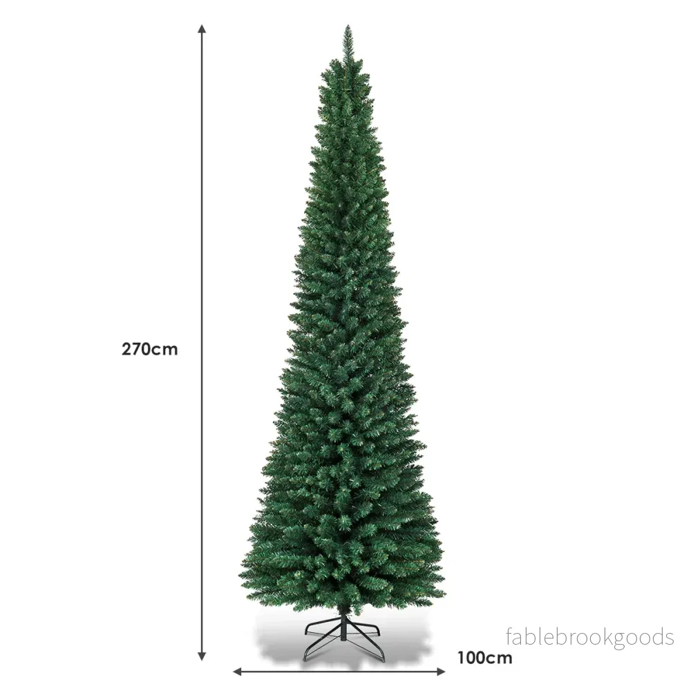 Blyertstift – julgran konstgjord med metallställning – 270 cm – Grön