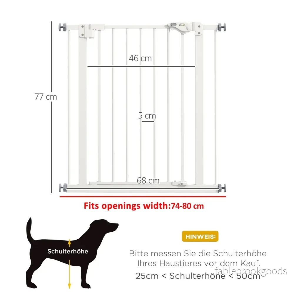 Dog Safety Gate, 74-80 cm, No-Drill, Metall & Plast - Bild 3