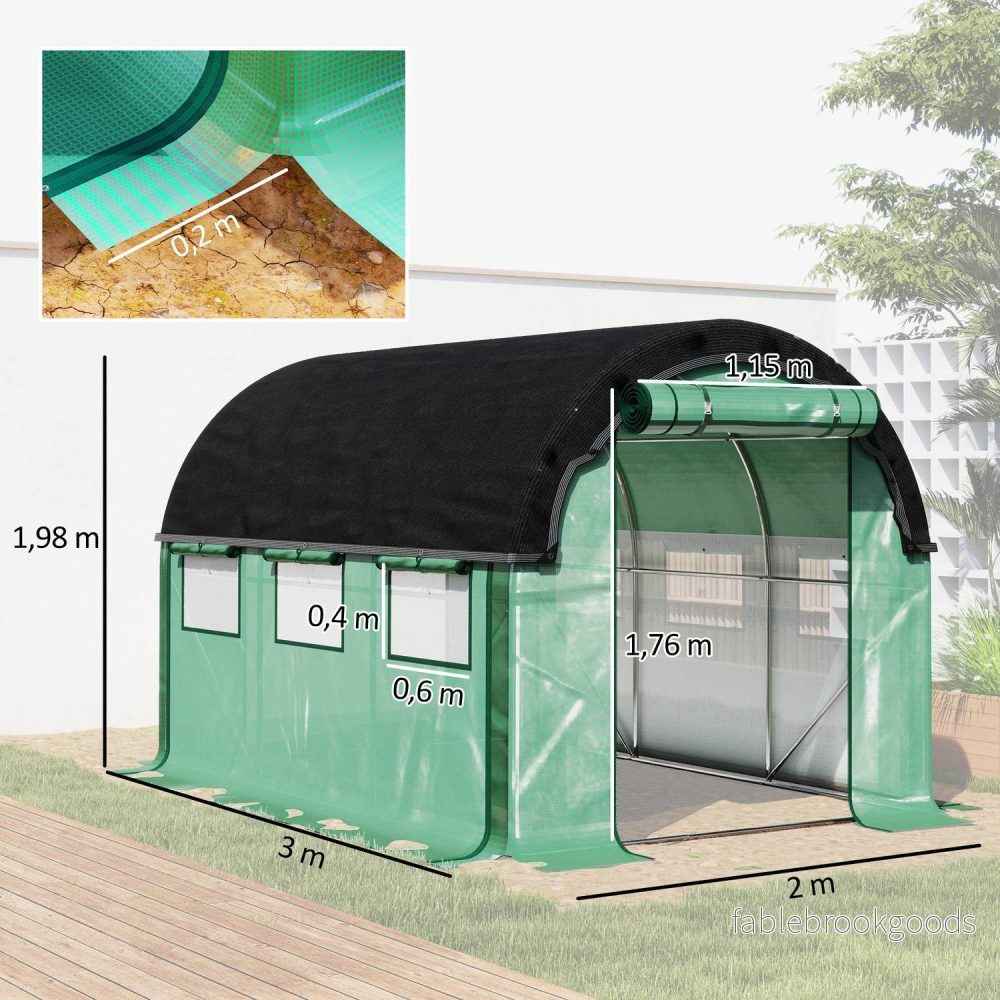 Växthus 3x2x2m med Roll-Up Sidor & UV-skydd - Bild 3