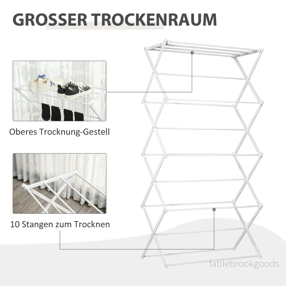 Vikbar Tower Clothes Airer, 8 nivåer, vit 74x35x144 cm - Bild 3