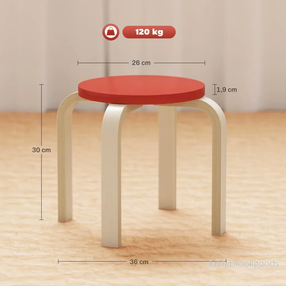 4 staplar med fotkuddar av filt, björkplywood, lackad, färgad - Bild 3