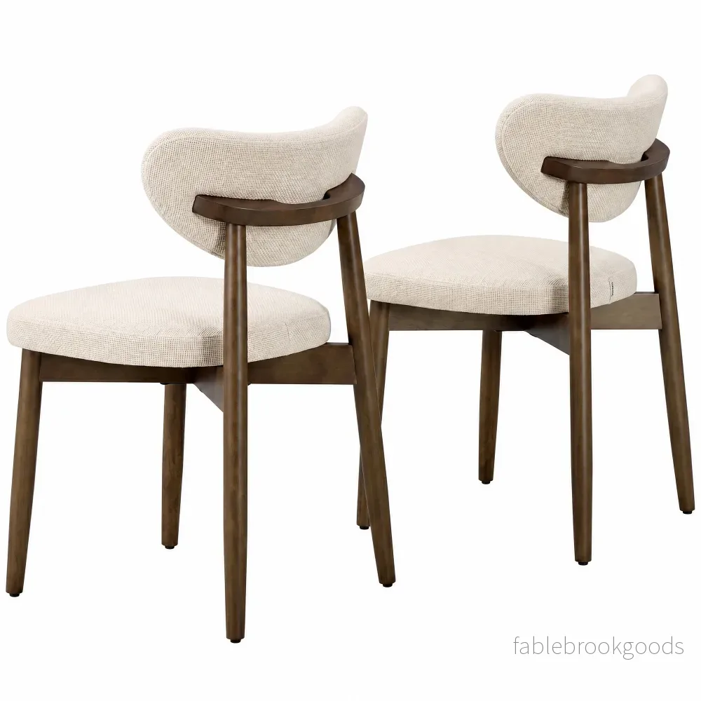 Eetkamerstoelen - Set van 2 - Ergonomische Rugleuning - Massief Hout - Beige - Bild 2