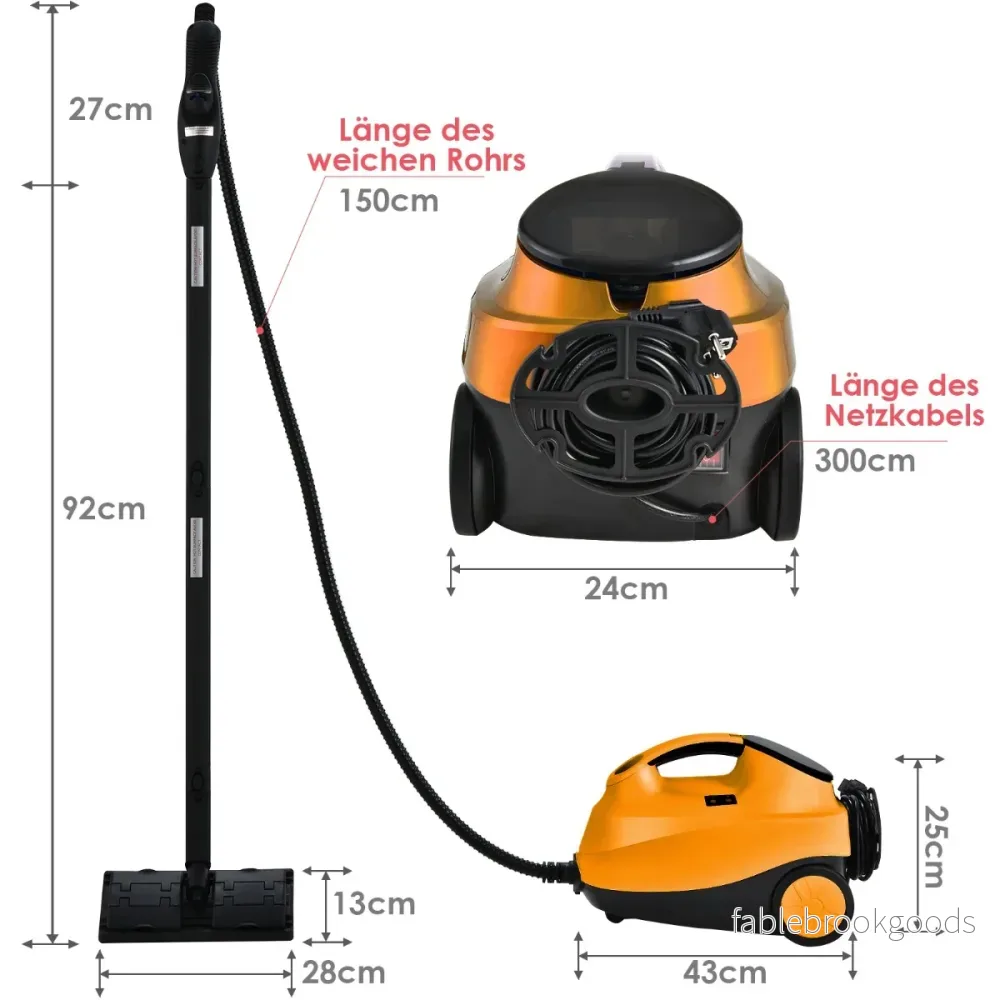 Ångtvättare – Ångmopp 2000W med tillbehör – 18 – Orange