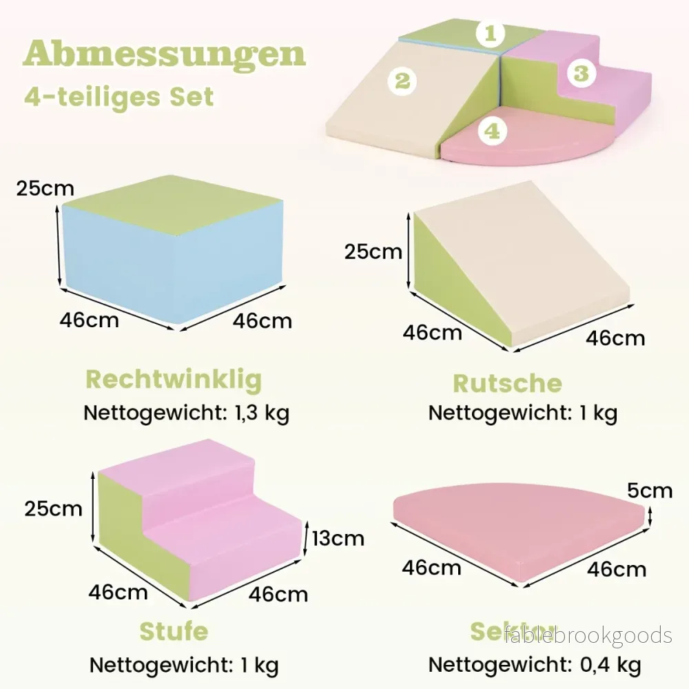 Klättrings – och krypningsset i skumplast för spädbarn Mjukt byggleksaksset småbarn Grönt – Grön - Bild 2