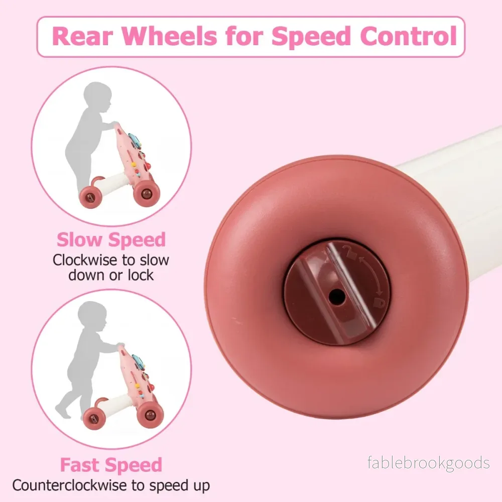 Gåhjälp – Skjuvagn med avtagbar oval lekdel och Formsorterare Gåstol – Rosa - Bild 3