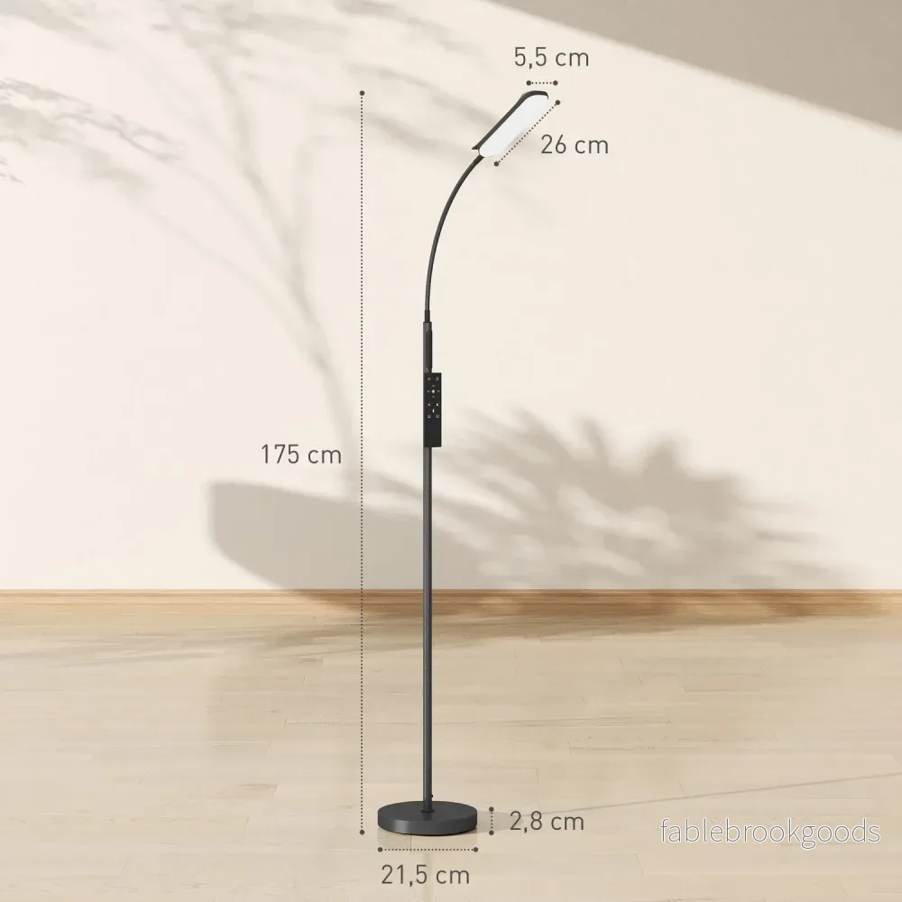 LED-golvlampa, 5 lägen, minnesfunktion, justerbar ljusstyrka, stål, svart - Bild 3