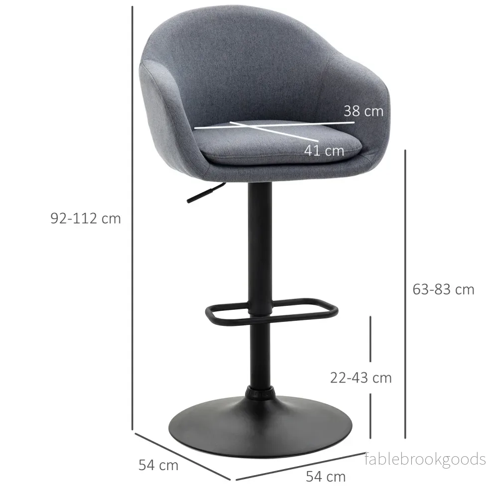 Justerbar barstol, 360° vridbar, linne-look, mörkgrå - Bild 3