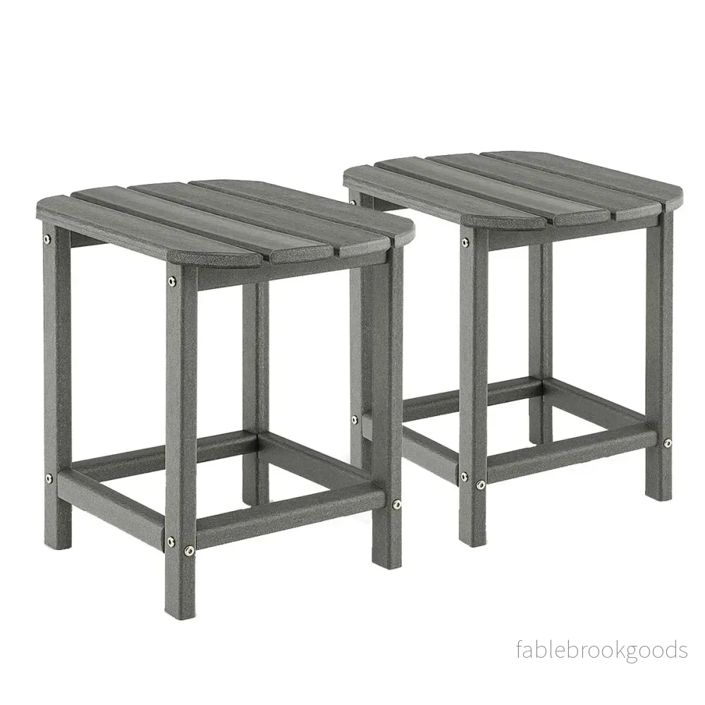 pack – sidobord i HDPE Väderbeständig Adirondack trädgårdsbord Litet kaffebord – 2 – Grå