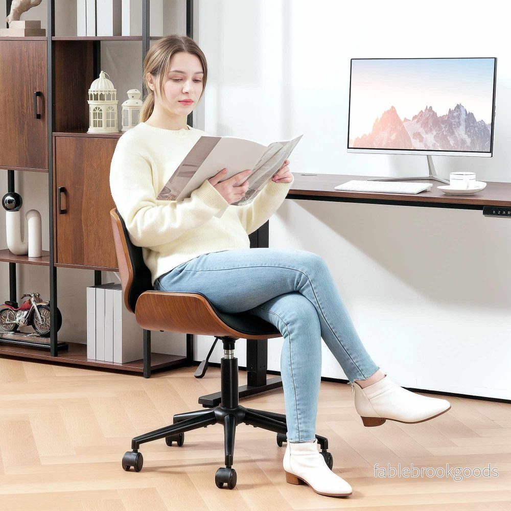 Kontorsstol i konstläder, modern design, ergonomisk, svart - Bild 2