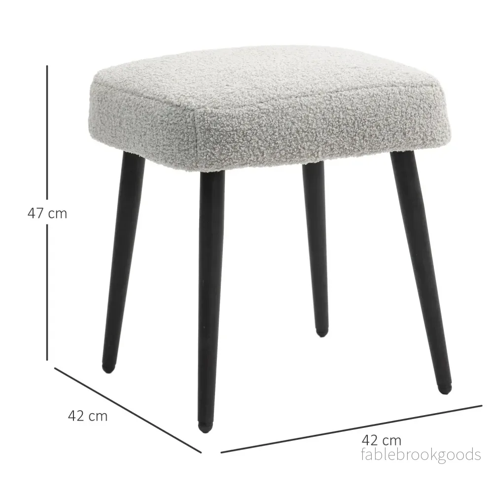 Fyrkantig fotpall med stålben, kashmirlook, ljusgrå - Bild 3