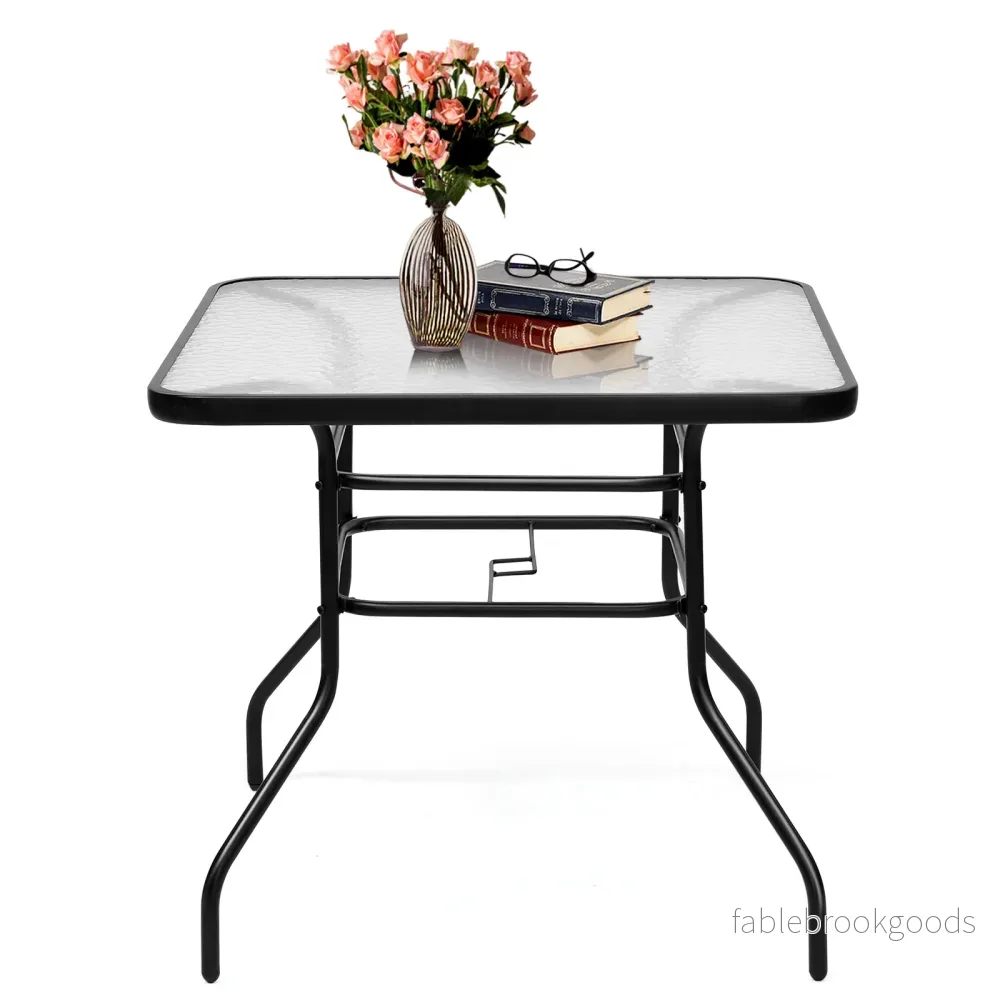 Uteplatsbord – Rektangulärt soffbord med bordsskiva Bistrobord Trädgårdsbord Glasbord – Svart - Bild 2
