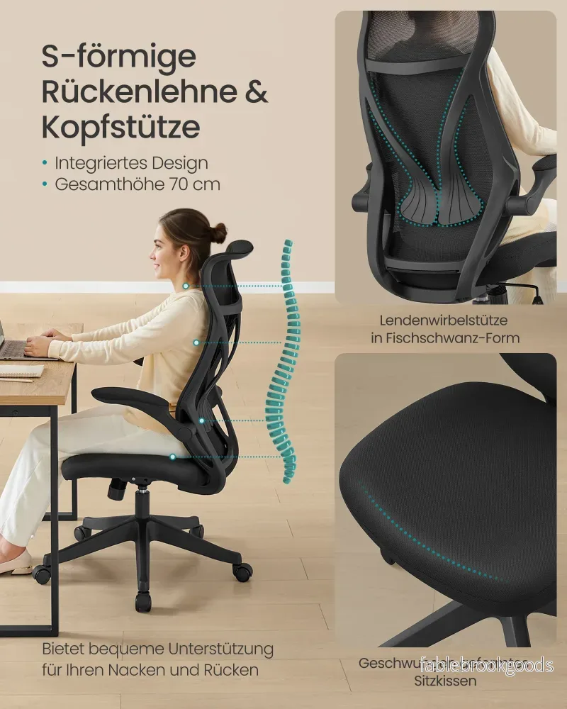 Ergonomisk kontorsstol – S-format ryggstöd – Ink Black - Bild 3