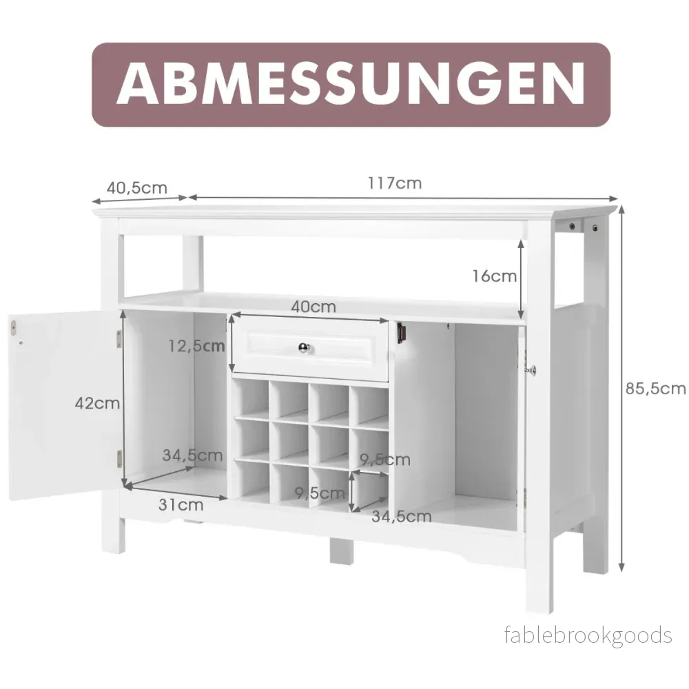 Modern – matsalsbuffé med korsformad vinhylla öppen skåp och låda – 2 – Vit - Bild 2