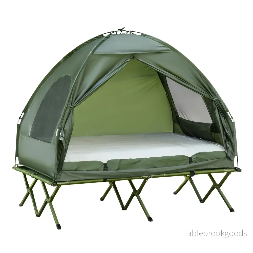 Förhöjt campingkupoltält med luftmadrass, 193 x 136 x 178 cm