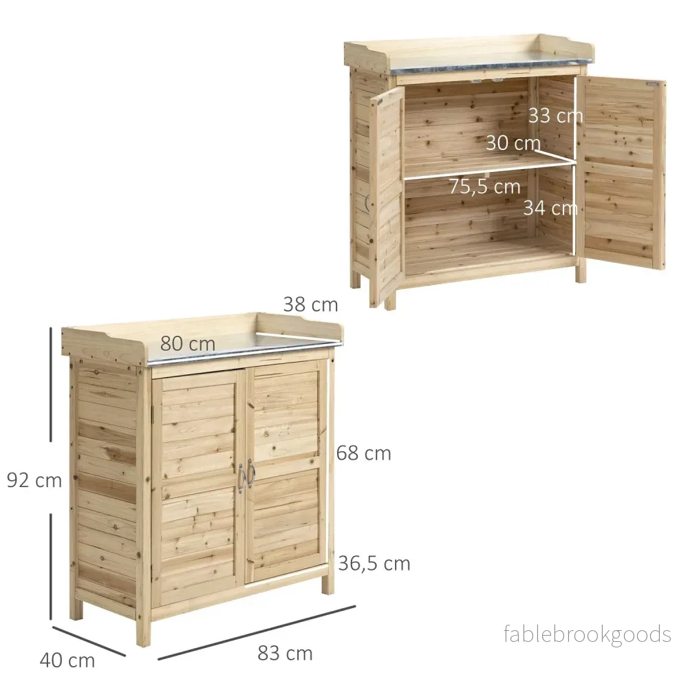 Trädgårdsskåp utomhus med bas & hyllor - 83x40x92 cm - Bild 3