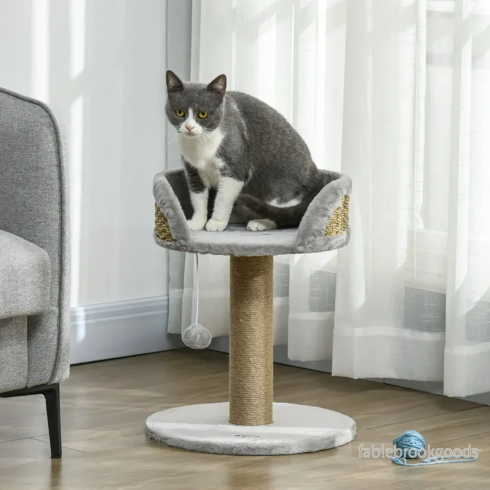 Kattskrapstolpe med lekboll och liggplats, grå - Bild 2