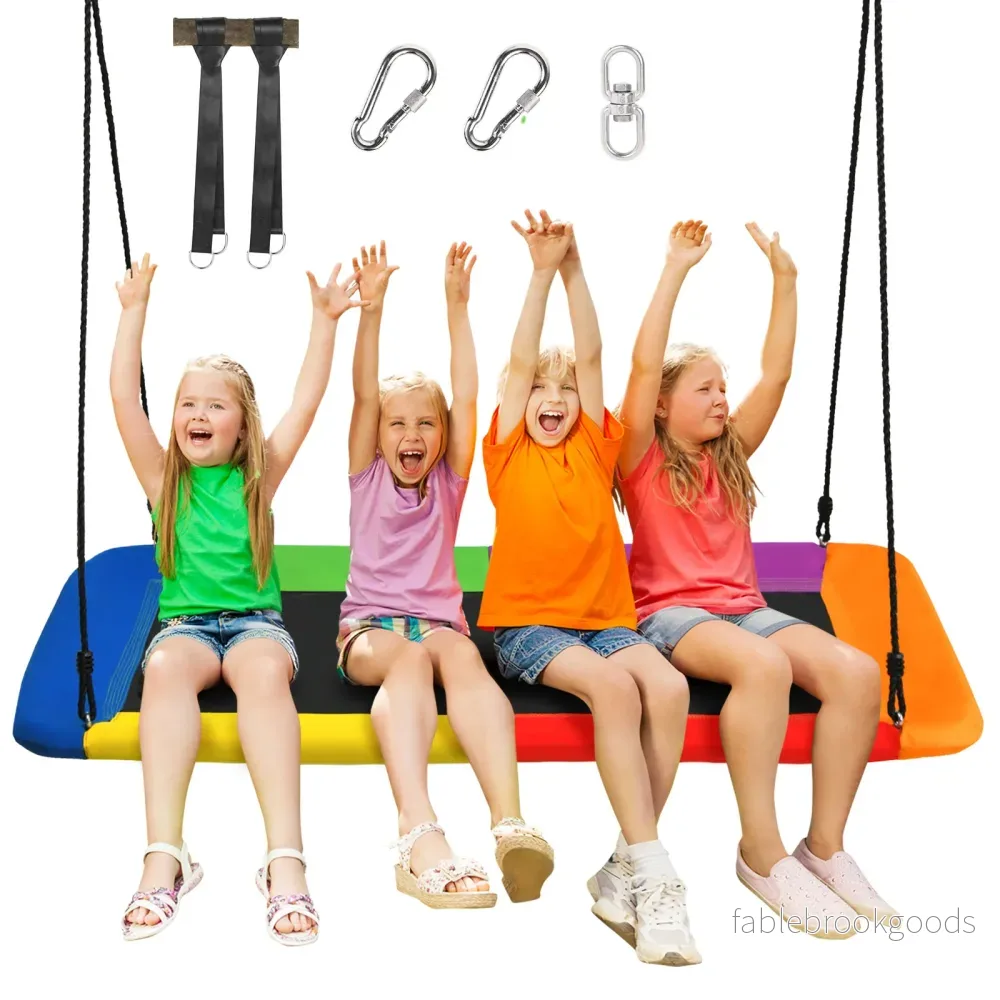 trädgunga, – för barn, bogunga, med justerbara rep – 100-180 cm – Färgglad - Bild 3