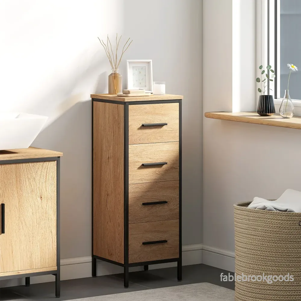 Badrumsskåp, 4 lådor, kompakt, industriell stil - Bild 2