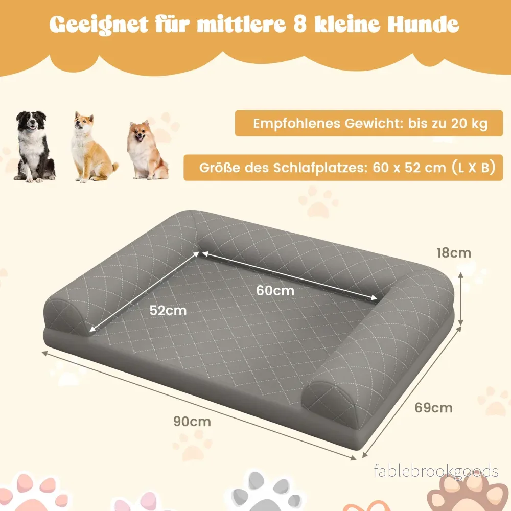 Ortopedisk – hundsäng för medelstora hundar hundsoffa med äggformad kistskum – Grå - Bild 2
