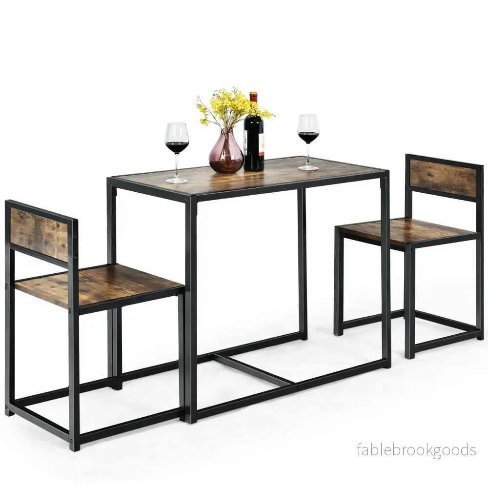 st – Bord Grupp Set + Stolar Antik – 3 2 – Brun