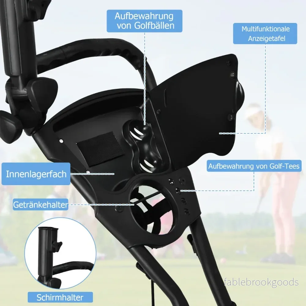Wheel – Golf Trolley tillverkad av aluminium med paraplyhållare och T styckehållare förvaringsväska – 3 – Röd - Bild 3