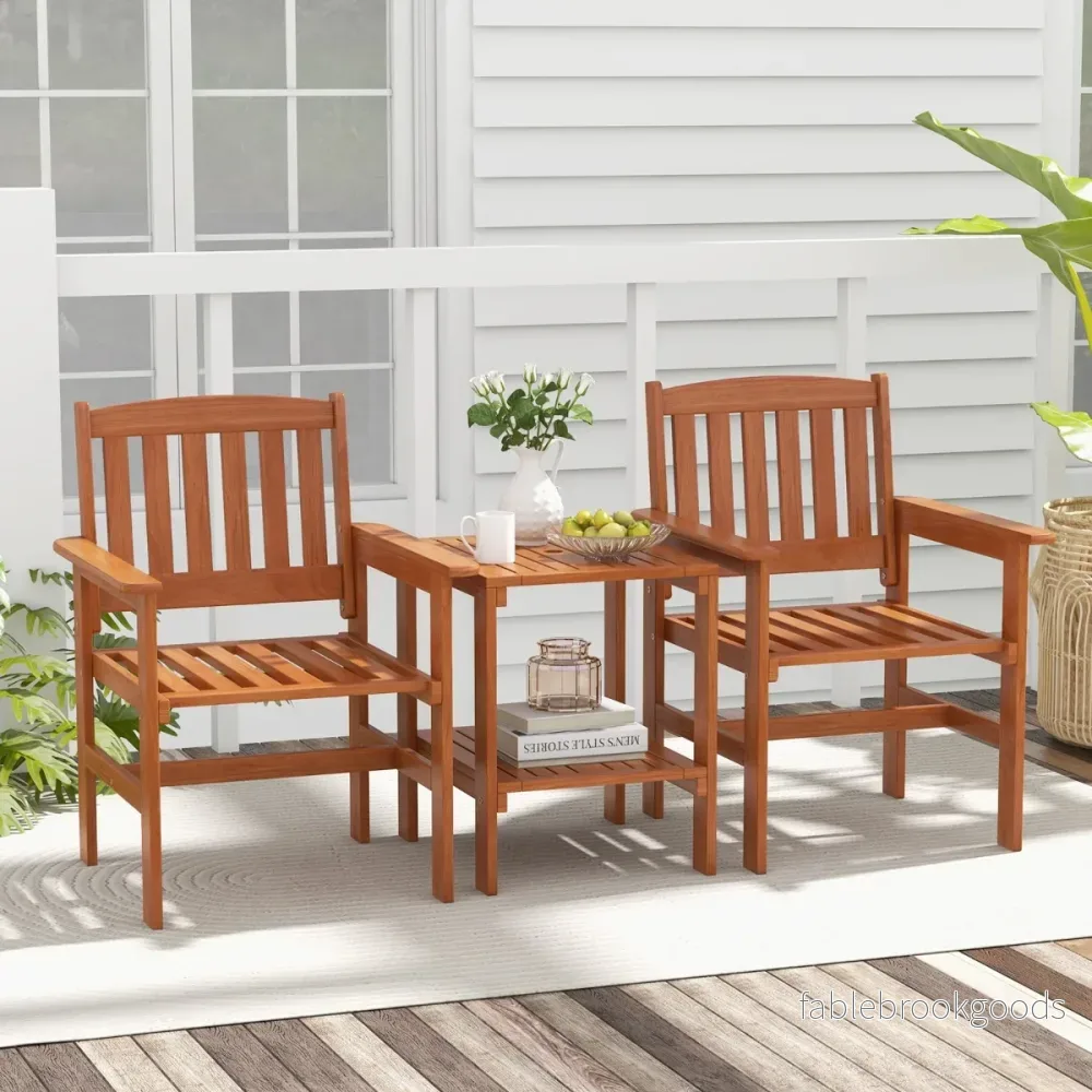delat – bistroset i trä med stolar och bord hål för – 3 2 – Natur - Bild 2