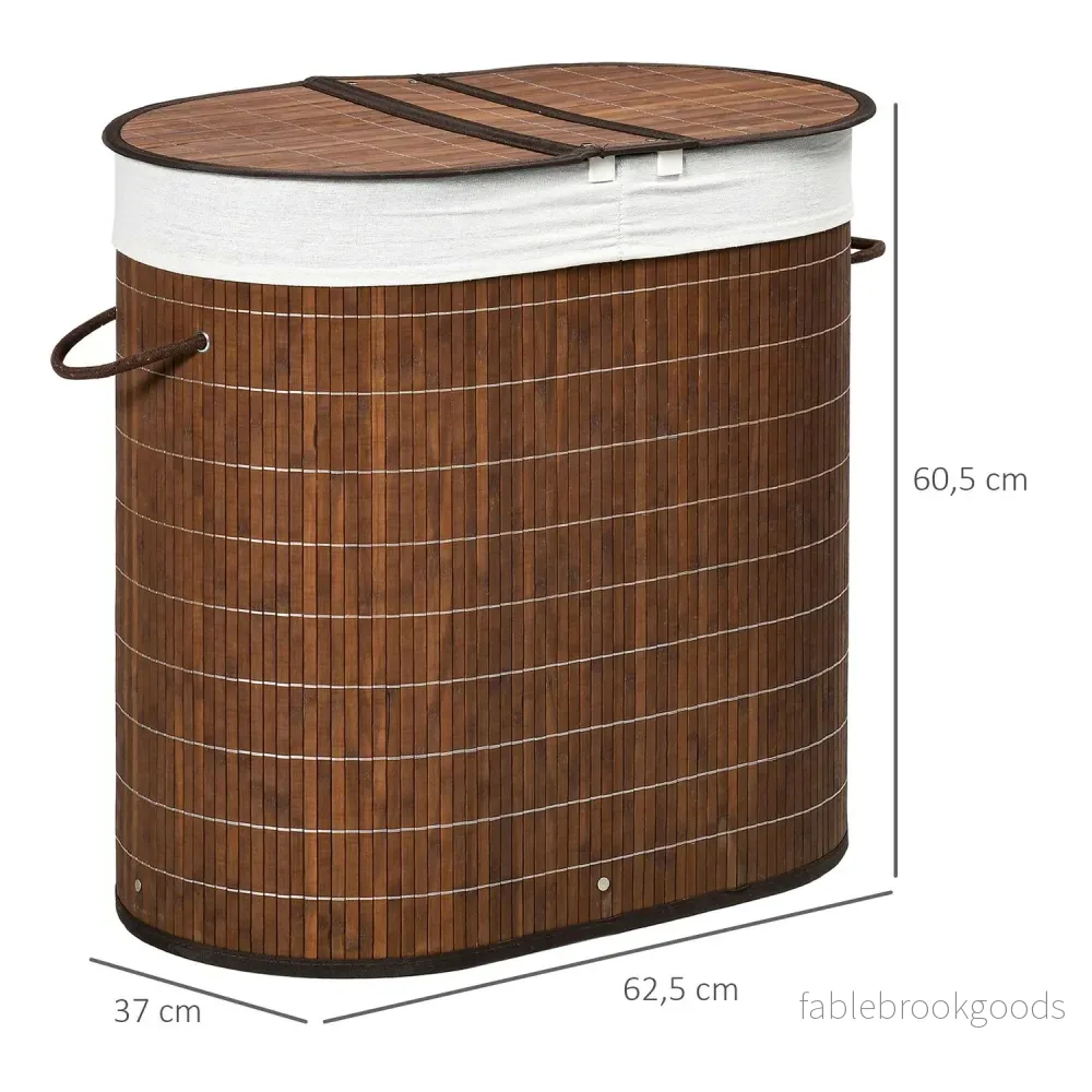 Bambu tvättkorg med lock – 100L, 2 påsar ingår - Bild 3