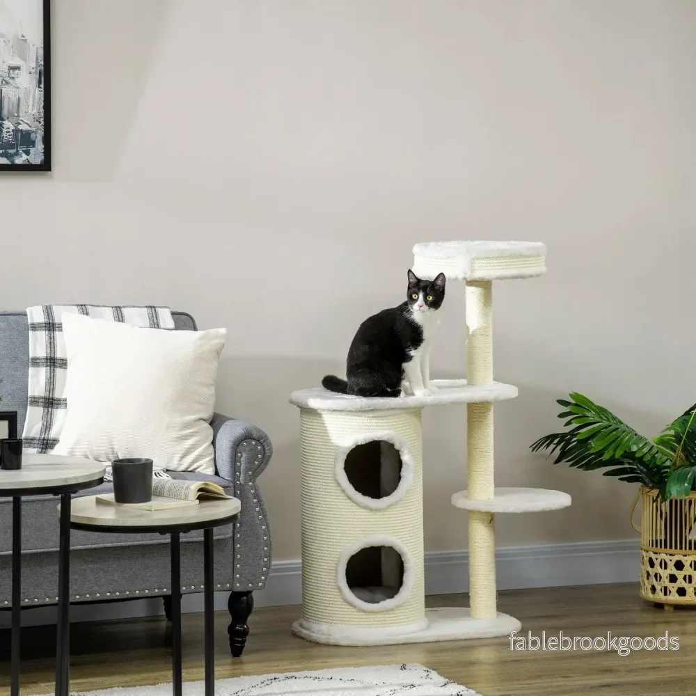 Kattskrapstolpe 100 cm med fat, sisal, lekboll - Bild 2