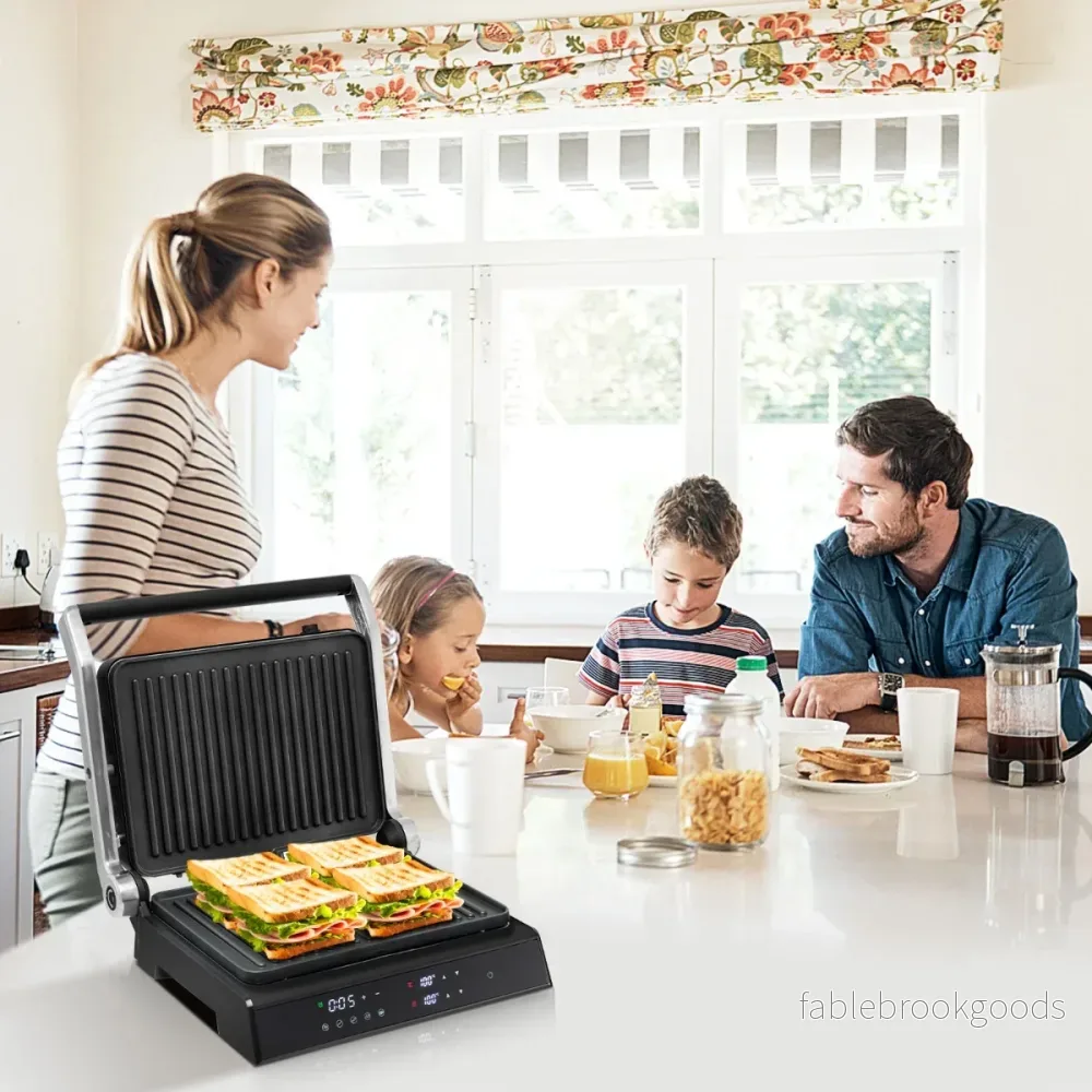i – 1800W Panini pressgrill med non stick plattor elektrisk – 3 1 – Svart - Bild 3