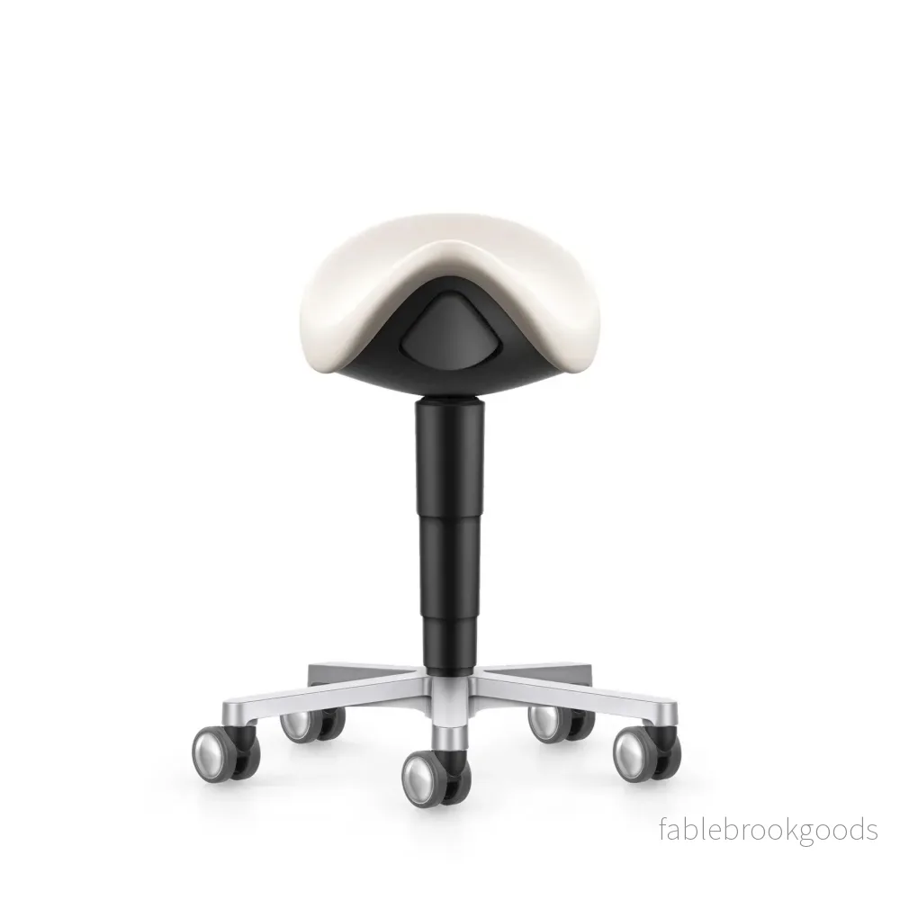 Stool laboratorie/medical sadelstol, ljus beige konstläder - Bild 2