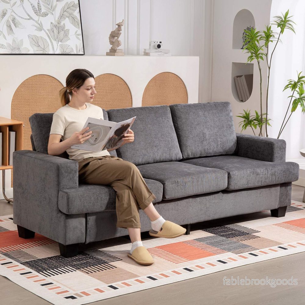 3-sits soffa, klädsel i grå tyg, Stålstomme - Bild 2