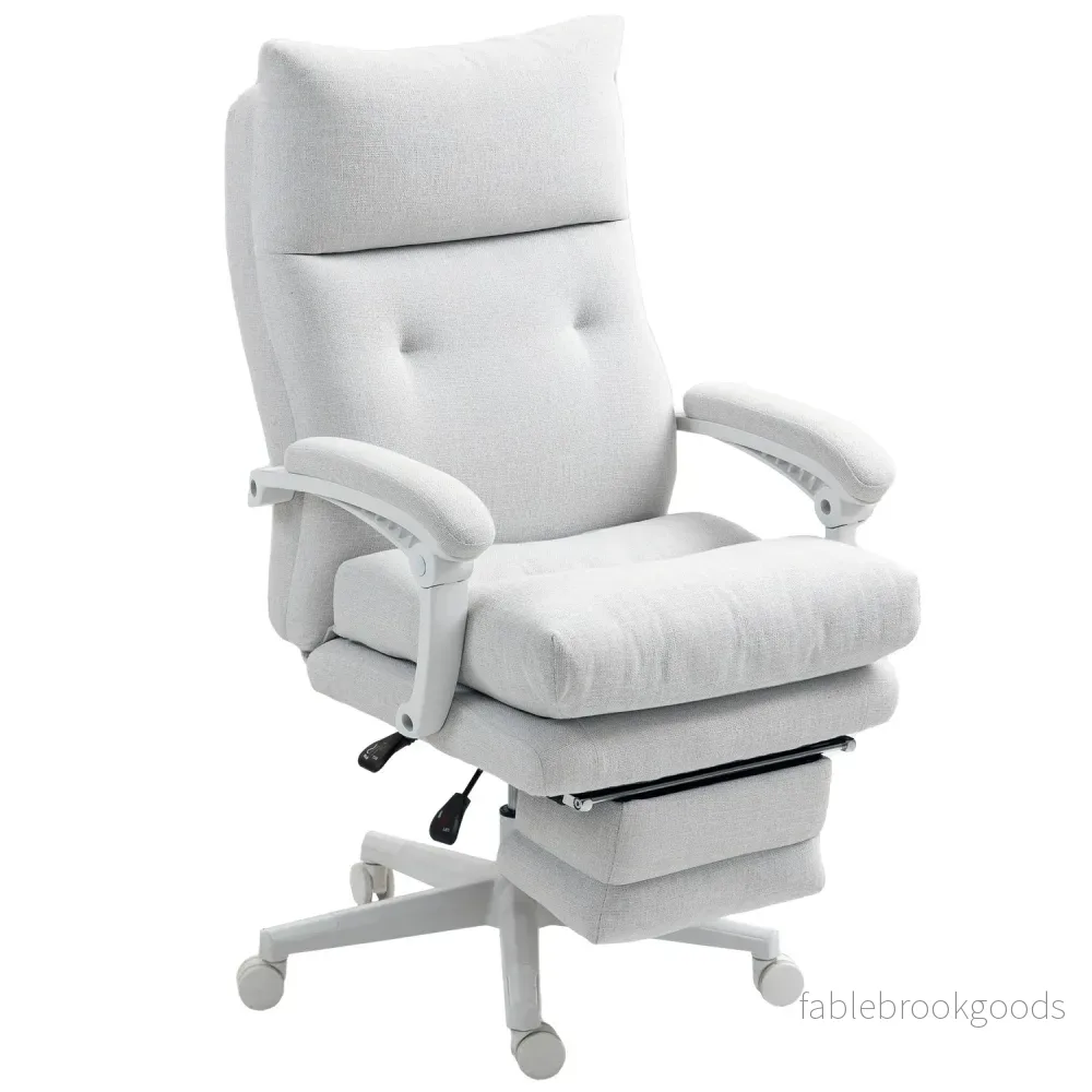 Ergonomisk kontorsstol med svankstöd, linne, kräm Ergonomisk kontorsstol med svankstöd, linne, kräm