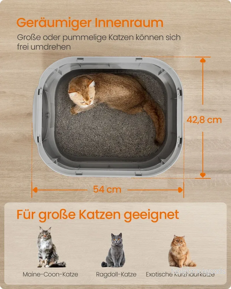 Kattlåda med lock och utdragbar bricka – PP-plast – duvgrå-skiffergrå - Bild 3