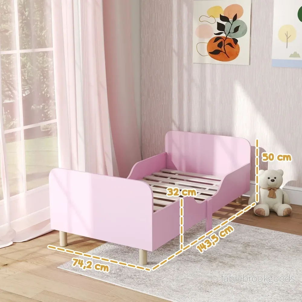 Sängstomme för småbarn med skyddsräcke, rosa MDF, 3-8 år - Bild 3