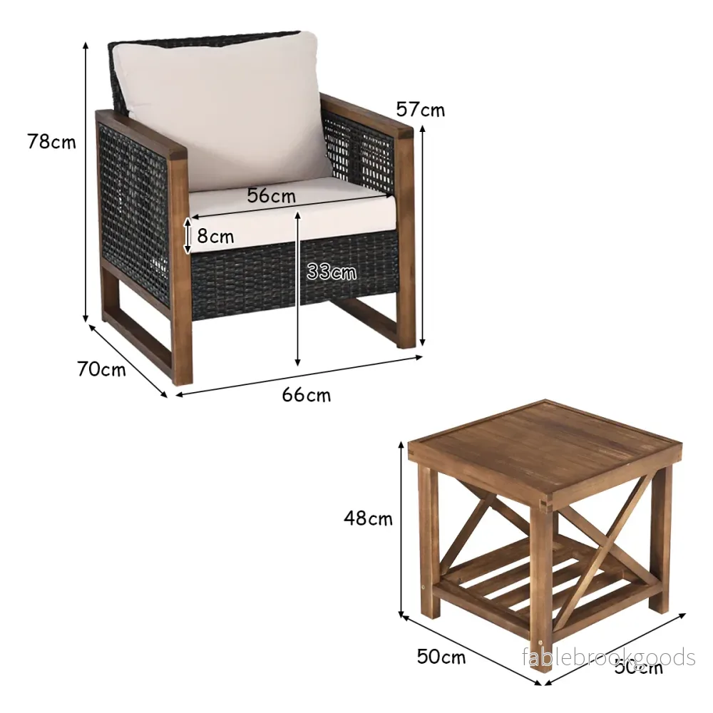 Set – med Trädgårdsmöbler i rotting Polyrattan Lounge tvättbara sittkuddar Uteserveringsset – 3 – Brun - Bild 3