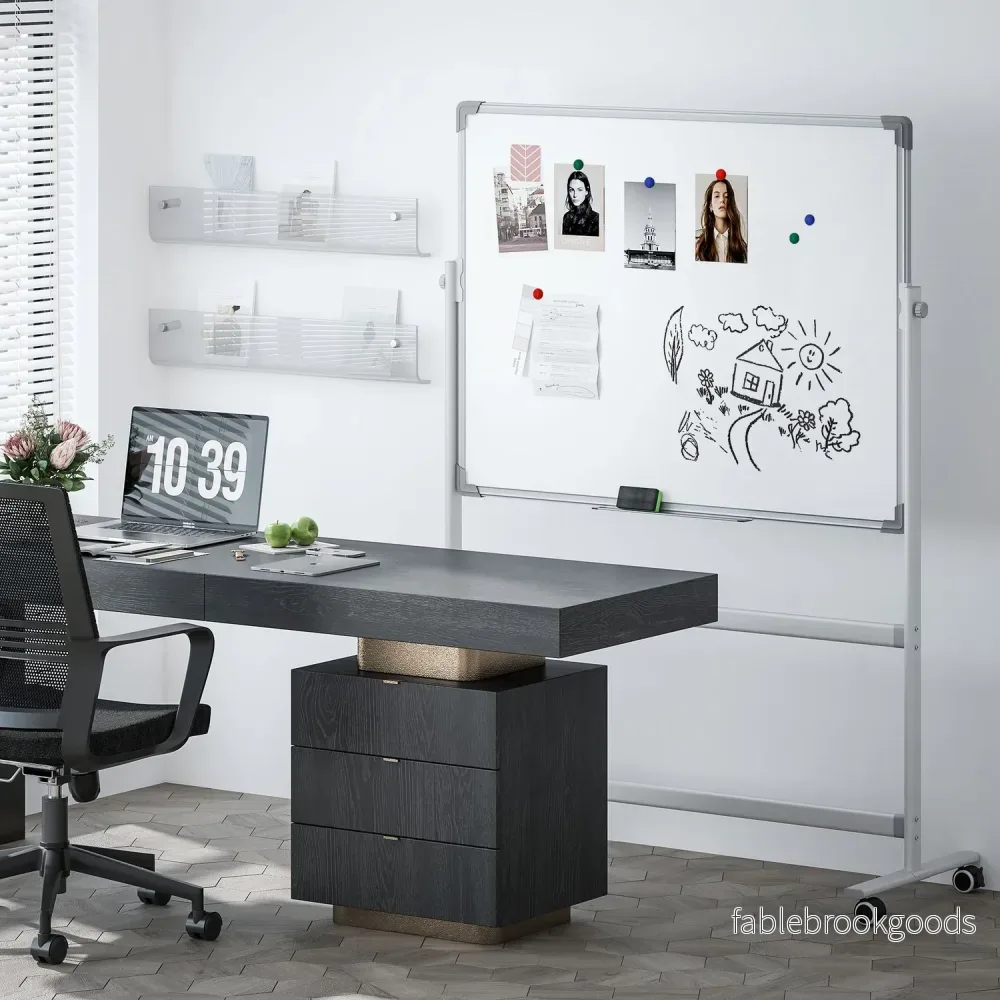 Dubbelsidig Whiteboard 120x90 cm med stativ & hjul - Bild 2