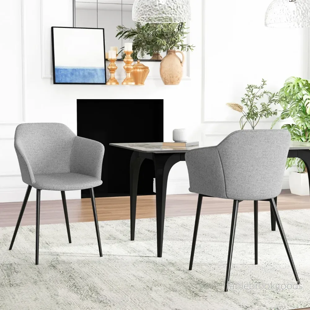 Set – med matsalsstolar stoppad ergonomiskt ryggstöd brutet – 2 – Ljusgrå - Bild 2