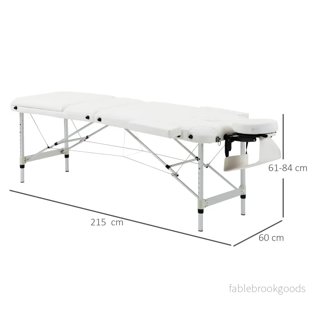 Höjdjusterbart massagebord med kudde, vit 215x60 cm - Bild 3