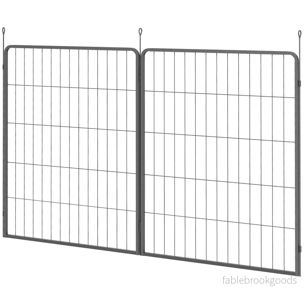 Hundstaket för utomhusbruk, set om 2, stål, 80×100 cm, svart Hundstaket för utomhusbruk, set om 2, stål, 80×100 cm, svart
