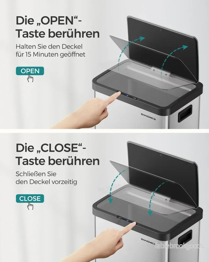 Soptunna med rörelsesensor – Stål – Metallic Silver - Bild 3
