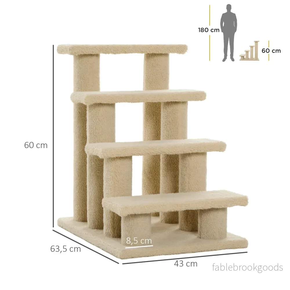 Djurtrappa, 4-stegs plysch, beige, 63,5x43x60 cm - Bild 3