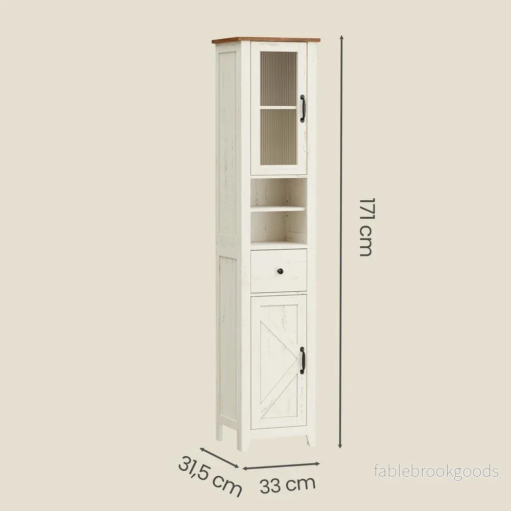 Badkamerkast - Landelijke Stijl - Smal - 171 cm Hoog - Witbruin - Bild 2