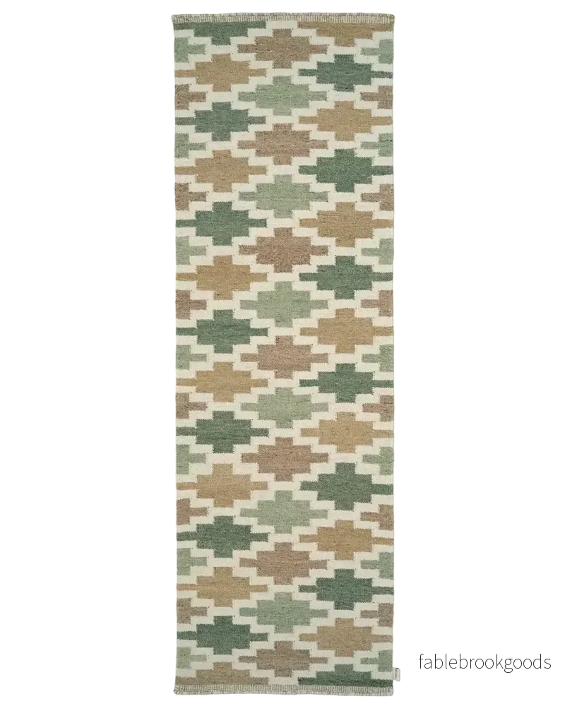 Gångmatta Korsnes Grön/Beige