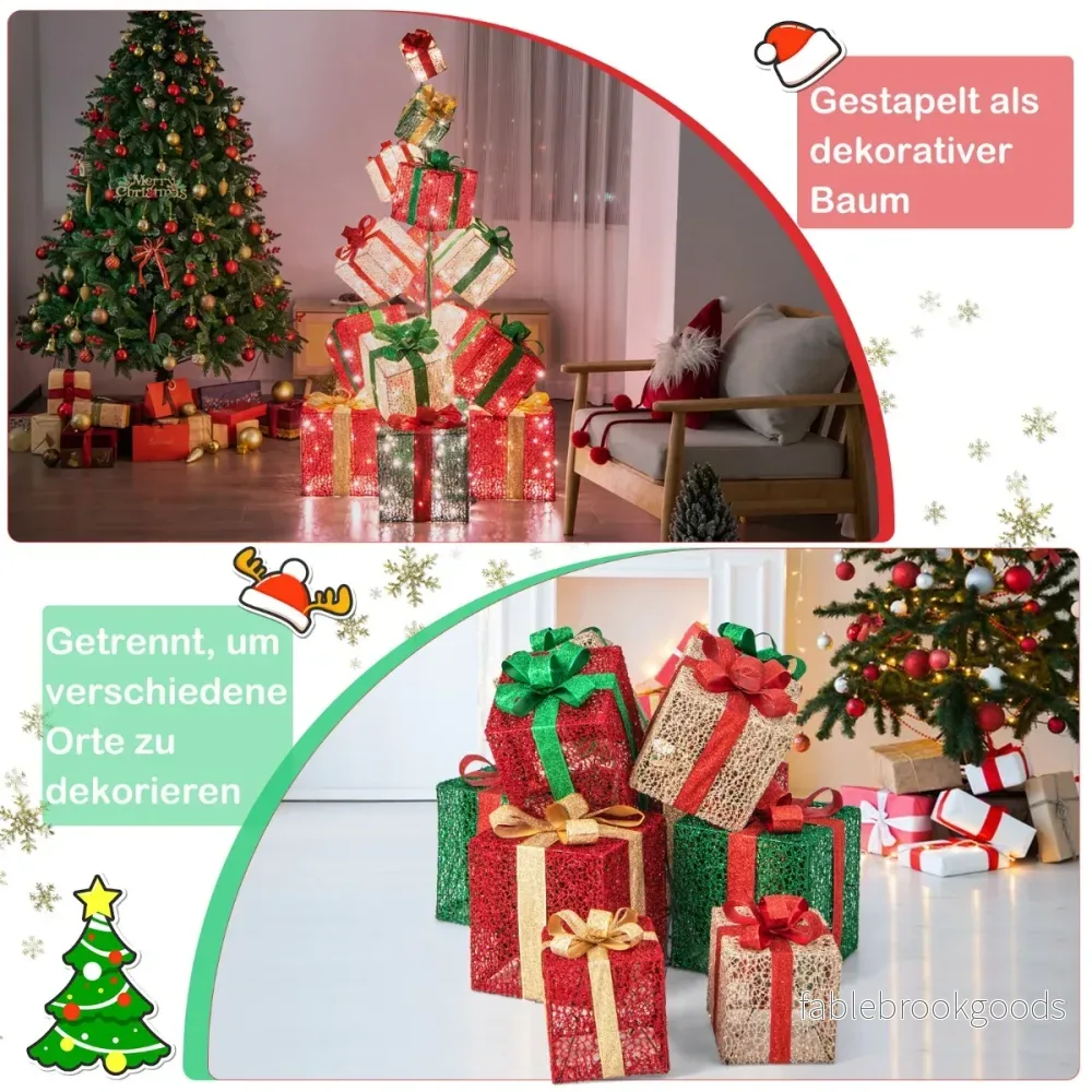 Upplyst – presentförpackning Set staplade förinställda julklappsförpackningar – 15 170 cm – Färgglad - Bild 3