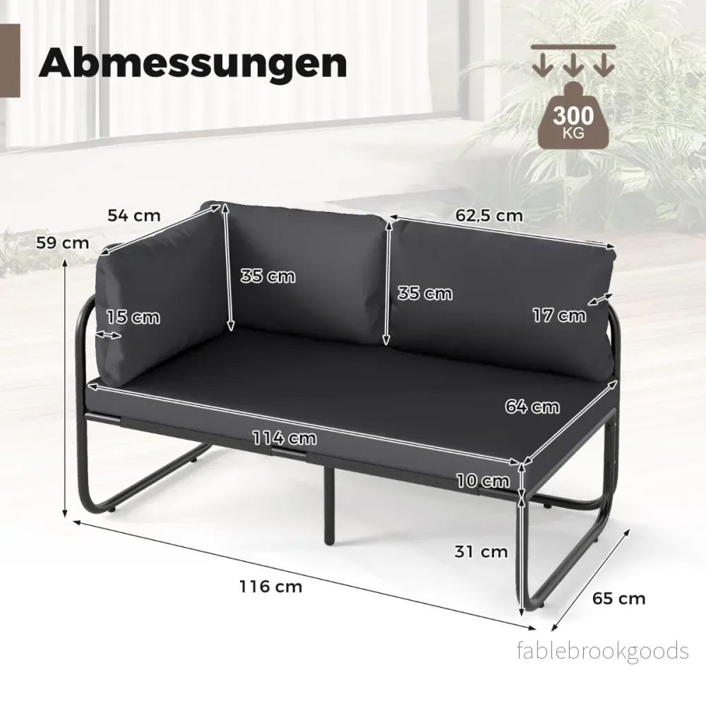 Trädgård – Lounge Soffa Möbler Utomhus med Kuddar sits – 2 – Grå - Bild 2