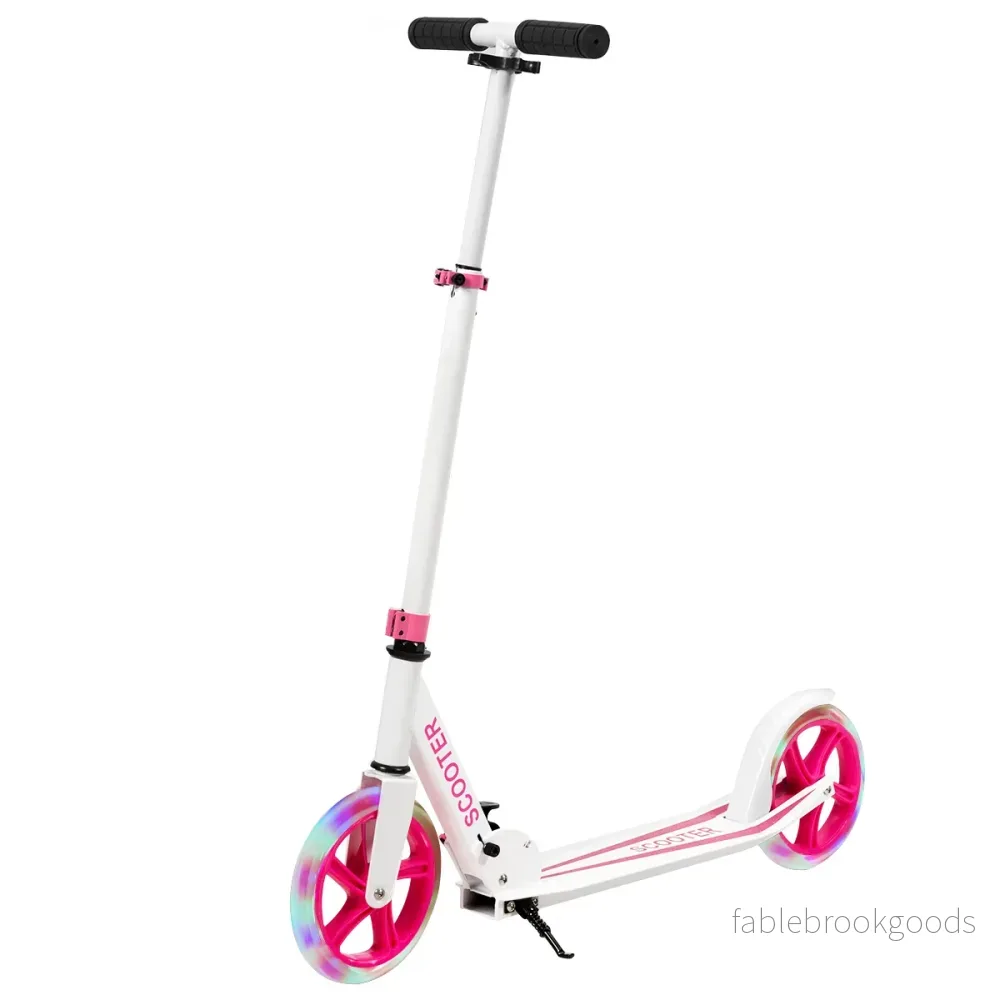 Scooter – Roller hopfällbar höjdjusterbar lastkapacitet med LED hjul – 100 kg 2 – Rosa