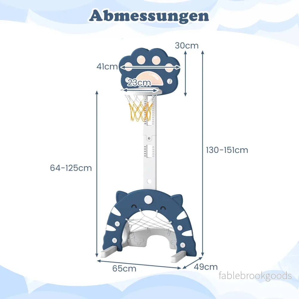 i – Barn Basketballkorg med Basketboll och Fotboll Golfspel Basketställning – 3 1 – Blå - Bild 2