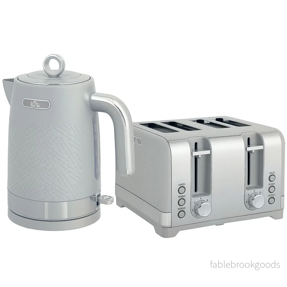 Vattenkokare och brödrostset, 1,7 l 2200 W snabbkokning, brödrost för 4 skivor