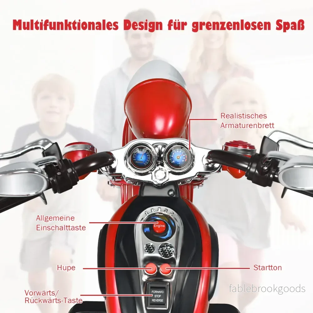 Chopper – stil motorcykel barn + – 91 x 48 x 64 cm – Röd och svart - Bild 3