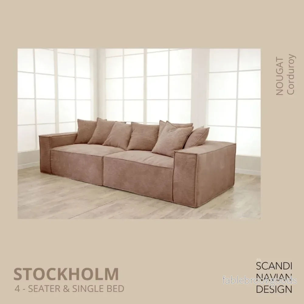 Stockholm 4-seater sofa/single bed Corduroy Nougat removable & washable cover - Bild 3